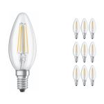 Multipack 10x Ledvance CLASSIC LED E14 Candle Filament Clear 4W 470lm - 840 Cool White | Replaces 40W
