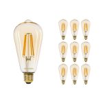 Multipack 10x Noxion Lucent LED E27 Edison Filament Amber 7.2W 630lm - 822 Extra Warm White | Dimmable - Replaces 50W
